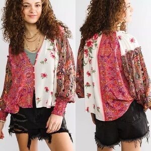 Free People Women’s Floral Print Bohemian Blouse